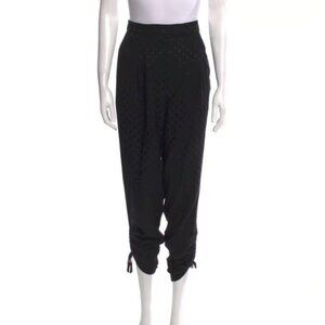 Tibi Black Polka Dot Pants with Ruched Ankles - Sz 8